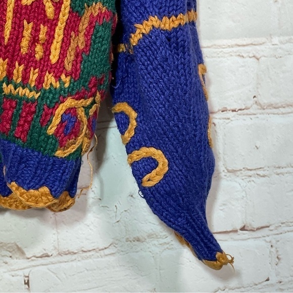 Vintage Jennifer Reed Hand Made MultiColor Embroidered Sweater Medium Christmas - Picture 13 of 14